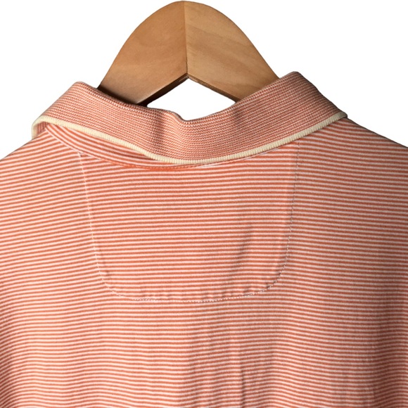 Tommy Bahama Cotton Polo Shirt Orange Cream Stripes Golf Travel Men’s Large - Picture 10 of 11